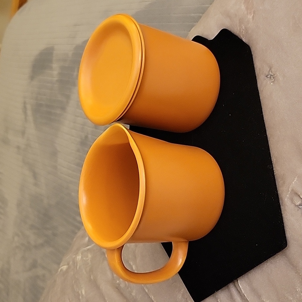 Vintage Crown Corning Terra Cotta, Creamer & Sugar bowl w/lid